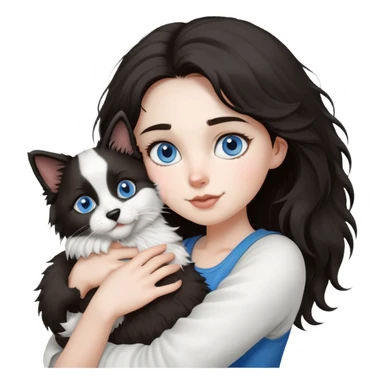 A girl holding a Ragdoll Cats and a Border collie sticker