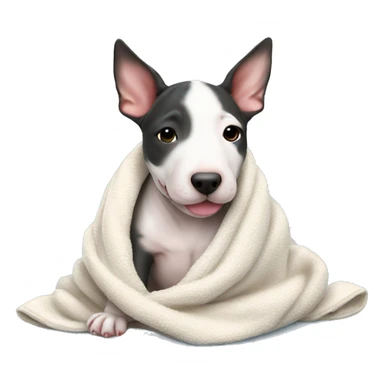cute baby bull terrier cozy in blanket  sticker