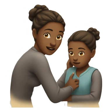 Mama with a girl behind her and she does not notice her sticker