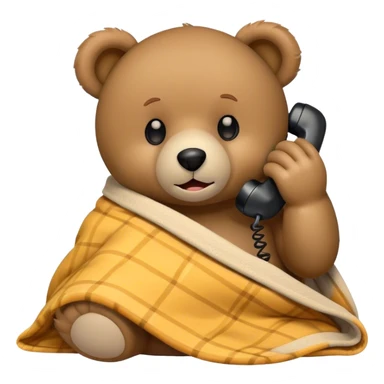 teddy bear cozy in blanket phone call sticker