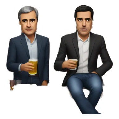 pedro sanchez con peter grifin en un bar tenebroso sticker