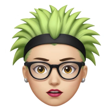extreme mohawk person face headband glassess excessive makeup glowing hair sticker