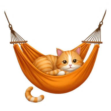 orange cat resting on a hammock, emoji style sticker