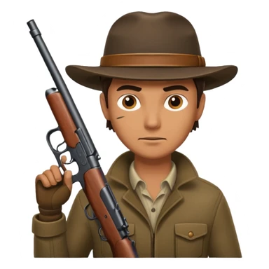 male hunter holding a gun, simple, clear expression sticker