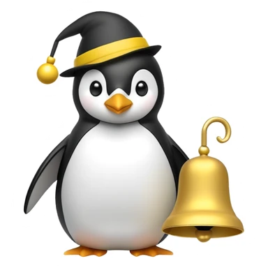 Penguin with yellow hat ringing bell sticker