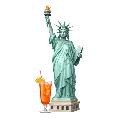 FULL BODY OF STATUE OF LIBERTY WITH AN APEROL SPRITZ COCKTAIL sticker