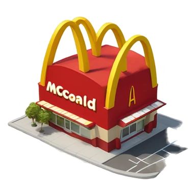 “McDonald’s store with the iconic golden arches, a red and yellow color scheme, and a simple, recognizable design that captures the essence of a fast food restaurant.” sticker