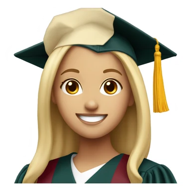 Blonde girl smiling wearing graduation cap with university of Chicago Loyola sticker