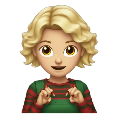 blonde girl with freddy krueger claw hands sticker