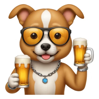 Dog with sunglasses on drinking a beer sticker