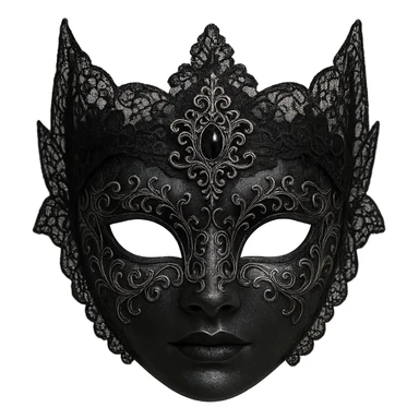 Aristocrat goth mask, black lace, silver filigree, mysterious and elegant sticker