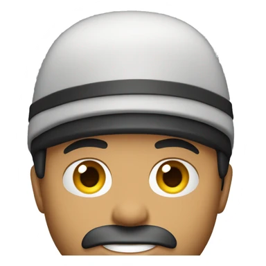 the face of a man, a guy about 23 years old with a black beard, short hair, and a cap without a visor on his head sticker