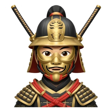 Samurai with helmet and a detailed mask covering their mouth sticker