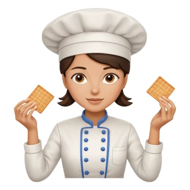 A brunette woman chef making Square wafers  sticker