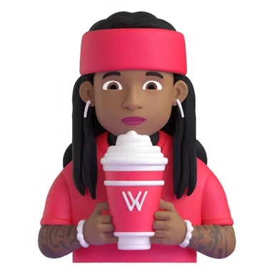 lil wayne holding a double styrofoam cup with one cup stacked inside another sticker
