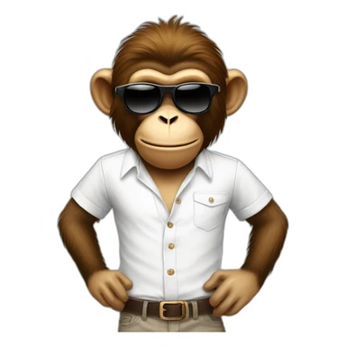 Monkey with sunglass and white shirt  sticker