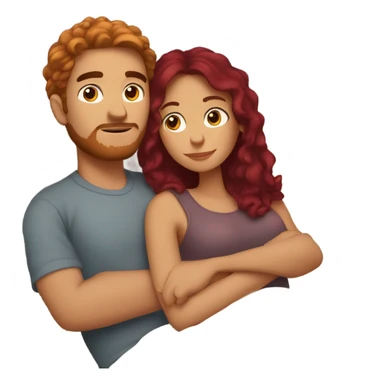Burgundy haired girl and boyfriend cuddling in bed sticker