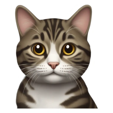 european cat with dark pinstripe tabby color and dark brown wool with white breasts play with ball sticker