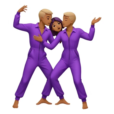 Last two brain cells dancing looking weird and kissing. not iphone emoji style. they wear purple jumpsuits sticker