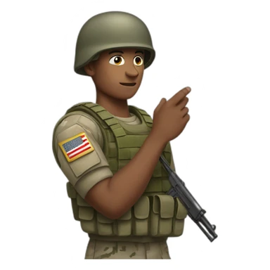 soldier with the letter v on his hand sticker