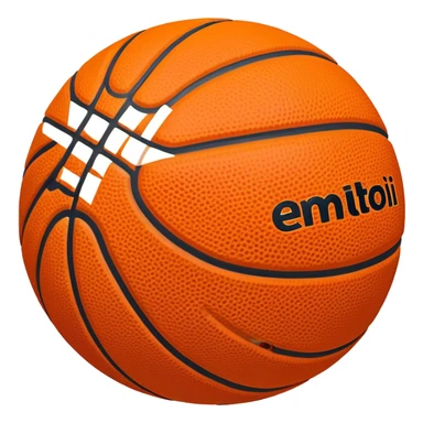 Cinematic Realistic image of a basketball rendered in vivid orange with a pebbled surface texture and crisp stitching details, set against a high-contrast backdrop that highlights its dynamic, sporty essence sticker