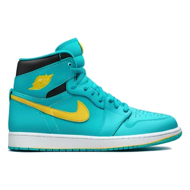 Jordan 1 aqua blue and white with yellow stripe at the bottom  sticker