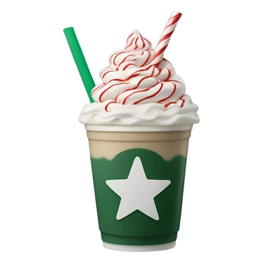 Peppermint Starbucks Frappuccino with one straw sticker