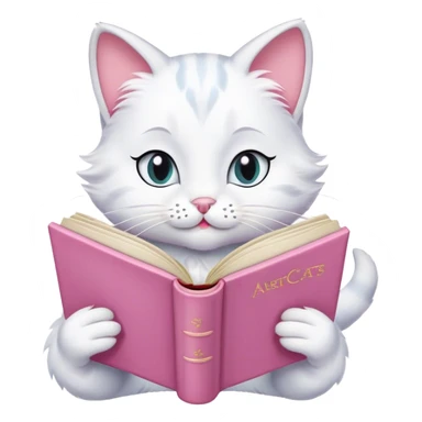 cat marie from aristocats with pink bow reading a book sticker