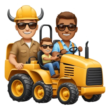 Happy birthday road trip two guys in a bull dozer  sticker