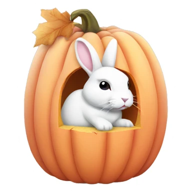 autumn cozy white rabbit in light pink pumpkin  sticker