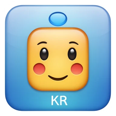 “I’d like to create an emoji similar to this one: a square blue background with the text ‘KR’ in white. Please keep the ‘KR’ lettering exactly the same and only apply it to a blue square emoji style.” sticker