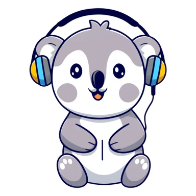 cute koala with headphones singing sticker