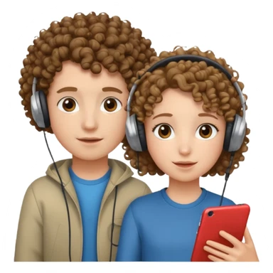 curly haired with headphones in girl and boy sticker