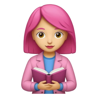 chica rosa pensando con libro ideas sticker