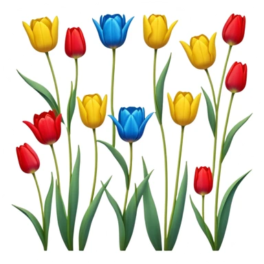 primary color tulips - red, blue, and yellow tulip flowers sticker