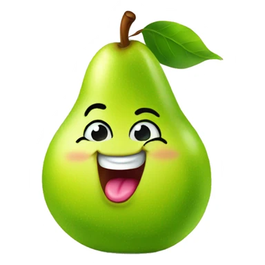 Shiny Green Cute pear with tongue sticker