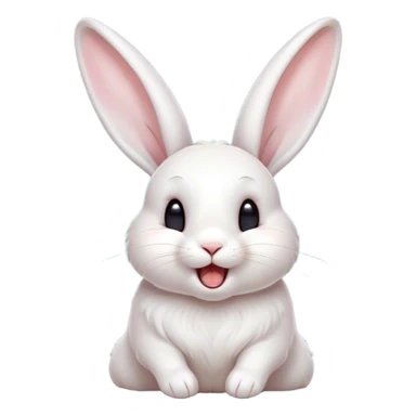 Cinematic Cute Yawning White Rabbit Portrait Emoji, Head tilted slightly with a dramatic, wide-open yawn, showcasing a smooth, silky white fur with floppy ears, round dark eyes barely open in drowsy contentment, Simplified yet irresistibly adorable features, highly detailed, glowing with a soft, cozy glow, high shine, relaxed yet expressive, stylized with a touch of whimsy, bright and endearing, soft glowing outline, capturing the essence of a sleepy yet affectionate bunny, so drowsy it feels like it could stretch out of the screen and curl up for a nap! sticker