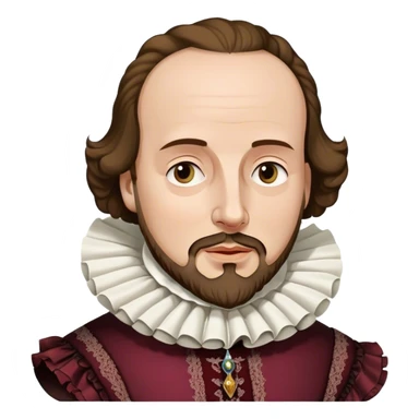 Cinematic Realistic portrait of William Shakespeare, depicted as an iconic playwright in richly detailed Elizabethan attire with a ruffled collar, expressive eyes, and a thoughtful gaze, bathed in dramatic historical lighting that evokes the Bard’s timeless legacy sticker