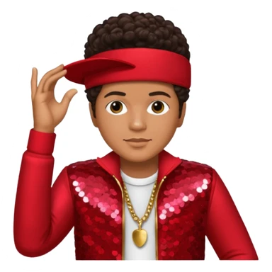 Bruno Mars with dark brown hair, red sequin outfit sticker
