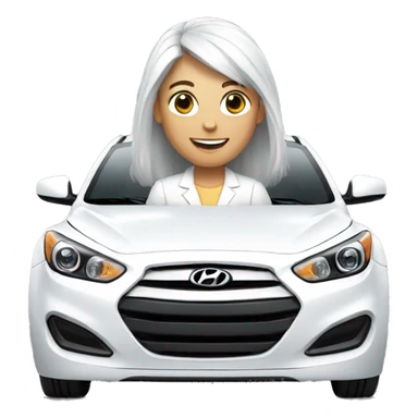 White mail whit highlights hair driving a Hyundai white car  sticker