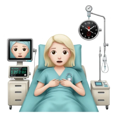 a patient waking up before a surgery, with monitors etc sticker