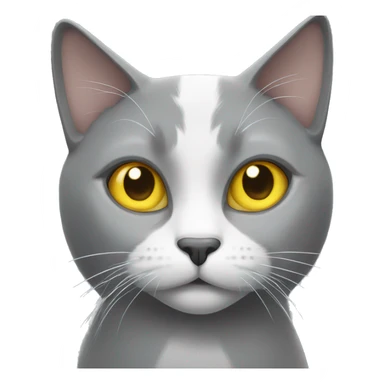 Grey and white cat with yellow eyes sticker
