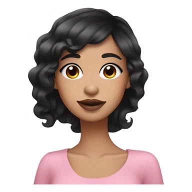 Thick black hair with thick eyelashes and black eyes and pale pink lip and pink cheek Filipino lady sticker