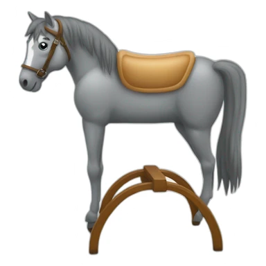 Un Cheval gris  qui boit du jus de pomme sur une chaise sticker