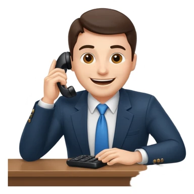 excited office boss on phone at his desk sticker