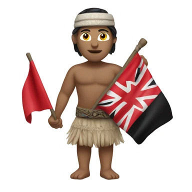 Maori holding a red, white and black flag sticker