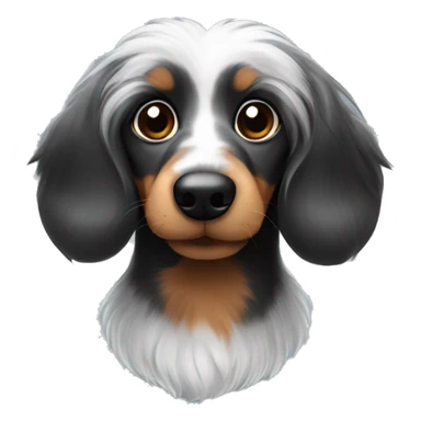 Fluffy dachshund face black and grey fur sticker