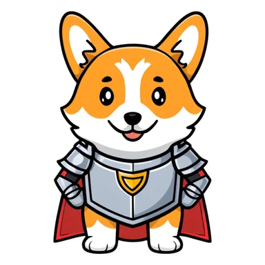 Corgi wearing knight outfit sticker