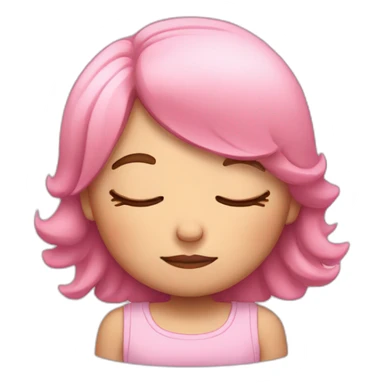 a sleepy girl with pink hair sticker