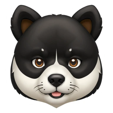 Black, wide, Akita dog head, bear like, with pointy ears  sticker